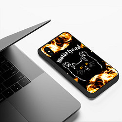 Чехол iPhone XS Max матовый Motorhead рок кот и огонь, цвет: 3D-черный — фото 2