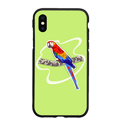 Чехол iPhone XS Max матовый Яркий попугай Ара, цвет: 3D-черный