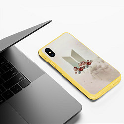 Чехол iPhone XS Max матовый BTS Logo And Flowers, цвет: 3D-желтый — фото 2