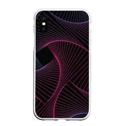 Чехол iPhone XS Max матовый Неоновые волны градиент, цвет: 3D-белый