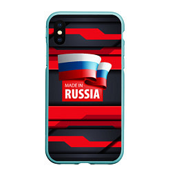 Чехол iPhone XS Max матовый Red & Black - Russia, цвет: 3D-мятный