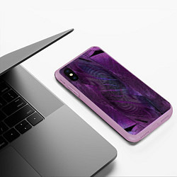 Чехол iPhone XS Max матовый Текстура из перьев, цвет: 3D-сиреневый — фото 2