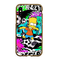 Чехол iPhone XS Max матовый Барт Симпсон - центр-форвард на фоне граффити