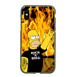 Чехол iPhone XS Max матовый Homer Simpson - Rock n Roll!, цвет: 3D-темно-зеленый