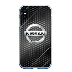 Чехол iPhone XS Max матовый Nissan метал карбон