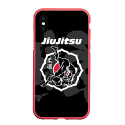 Чехол iPhone XS Max матовый Jiu-jitsu throw logo, цвет: 3D-красный