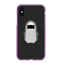 Чехол iPhone XS Max матовый Акула Черный фон, цвет: 3D-фиолетовый