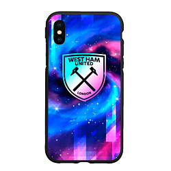 Чехол iPhone XS Max матовый West Ham неоновый космос