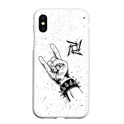 Чехол iPhone XS Max матовый Metallica и рок символ, цвет: 3D-белый