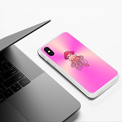 Чехол iPhone XS Max матовый Кавайный грибочек мухомор - медуза в стиле японско, цвет: 3D-белый — фото 2