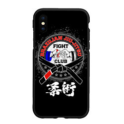 Чехол iPhone XS Max матовый Jiujitsu brazilian splashes logo, цвет: 3D-черный