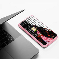 Чехол iPhone XS Max матовый Незуко - Клинок рассекающий демонов - иероглифы, цвет: 3D-баблгам — фото 2