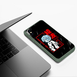 Чехол iPhone XS Max матовый Рей Аянами - Евангелион - Eva 00, цвет: 3D-темно-зеленый — фото 2