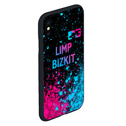 Чехол iPhone XS Max матовый Limp Bizkit - neon gradient: символ сверху, цвет: 3D-черный — фото 2