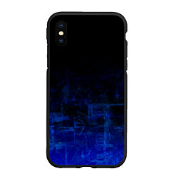 Чехол iPhone XS Max матовый Однотонный черный и темно синий гранжевый градиент