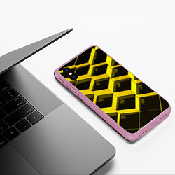 Чехол iPhone XS Max матовый Желтые ступеньки, цвет: 3D-розовый — фото 2