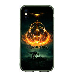 Чехол iPhone XS Max матовый Elden ring art пламя, цвет: 3D-темно-зеленый