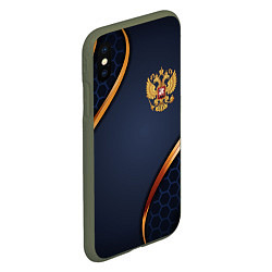 Чехол iPhone XS Max матовый Blue & gold герб России, цвет: 3D-темно-зеленый — фото 2