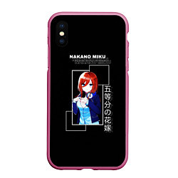Чехол iPhone XS Max матовый Мику Накано - Пять невест аниме, цвет: 3D-малиновый