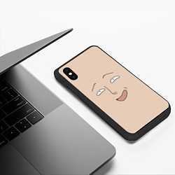 Чехол iPhone XS Max матовый One Punch man Saitama face, цвет: 3D-черный — фото 2