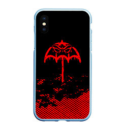 Чехол iPhone XS Max матовый Bring Me the Horizon красный фонтик