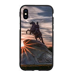 Чехол iPhone XS Max матовый Санкт-Петербург: медный всадник, цвет: 3D-черный