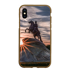 Чехол iPhone XS Max матовый Санкт-Петербург: медный всадник, цвет: 3D-коричневый