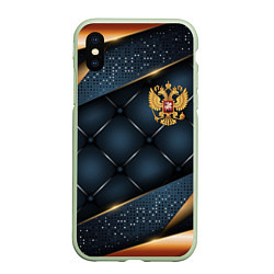 Чехол iPhone XS Max матовый Золотой герб России на объемном фоне