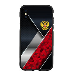 Чехол iPhone XS Max матовый Red & black Russia, цвет: 3D-черный