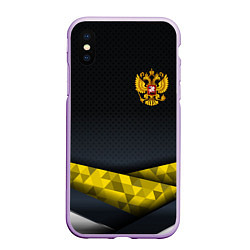 Чехол iPhone XS Max матовый Золотой герб black gold, цвет: 3D-сиреневый