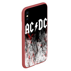 Чехол iPhone XS Max матовый AC DC огонь-пламя, цвет: 3D-красный — фото 2