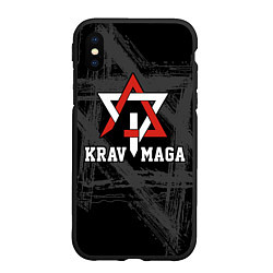 Чехол iPhone XS Max матовый Krav-maga military combat system emblem, цвет: 3D-черный
