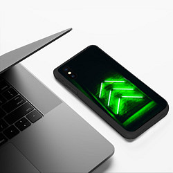 Чехол iPhone XS Max матовый Неоновые зелёные стрелки во тьме, цвет: 3D-черный — фото 2