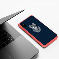 Чехол iPhone XS Max матовый Баран Art Череп, цвет: 3D-красный — фото 2