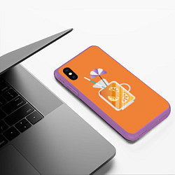 Чехол iPhone XS Max матовый Апельсиновый сок - Оранжевая версия, цвет: 3D-фиолетовый — фото 2