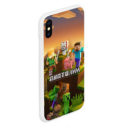 Чехол iPhone XS Max матовый Анатолий Minecraft, цвет: 3D-белый — фото 2