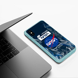Чехол iPhone XS Max матовый Nasa - лого - пламя, цвет: 3D-мятный — фото 2