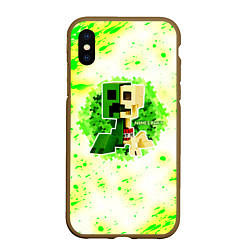 Чехол iPhone XS Max матовый Minecraft creeper green