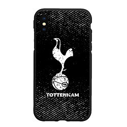 Чехол iPhone XS Max матовый Tottenham с потертостями на темном фоне, цвет: 3D-черный