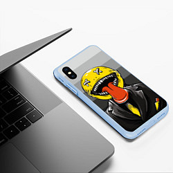 Чехол iPhone XS Max матовый Самый страшный и веселый смайл, цвет: 3D-голубой — фото 2