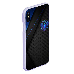 Чехол iPhone XS Max матовый Черно-синий герб России, цвет: 3D-светло-сиреневый — фото 2