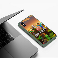 Чехол iPhone XS Max матовый Артем Minecraft, цвет: 3D-темно-зеленый — фото 2