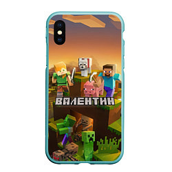 Чехол iPhone XS Max матовый Валентин Minecraft, цвет: 3D-мятный