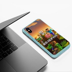 Чехол iPhone XS Max матовый Валерий Minecraft, цвет: 3D-мятный — фото 2