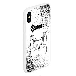 Чехол iPhone XS Max матовый Sabaton рок кот на светлом фоне, цвет: 3D-белый — фото 2