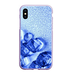 Чехол iPhone XS Max матовый Кубики льда и капли воды, цвет: 3D-светло-сиреневый