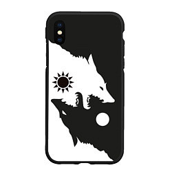 Чехол iPhone XS Max матовый Волки инь и ян, цвет: 3D-черный