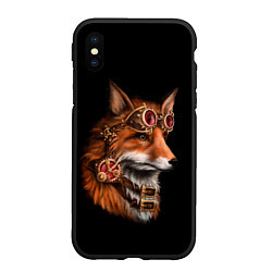 Чехол iPhone XS Max матовый Лиса стимпанк, цвет: 3D-черный