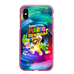 Чехол iPhone XS Max матовый Super Mario 3D World - Nintendo - Team of heroes, цвет: 3D-малиновый