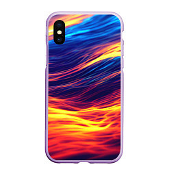 Чехол iPhone XS Max матовый Волны неон